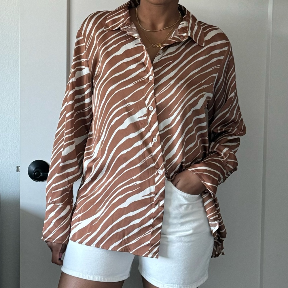 A new day Zebra Print Button Down Shirt
